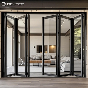 Heavy Duty Thermal Break Aluminum Patio Glass Bifold Folding Door