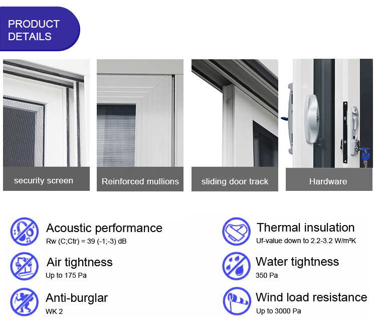Florida Hurricane Proof Impact Rated Large Missile Sliding Patio Doors Aluminum Laminated Glass Sliding Door Impact Resistance