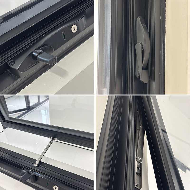 DERCHI AS2047 Australian Style Soundproof Double Safety Glass Window Aluminum Clad Wood Crank Open Double Glazed Windows