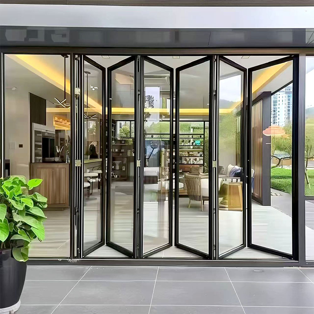 Customization Modern Glass Aluminum Bifold Aluminum Glass Sliding Folding Patio Doors Aluminum Folding Partition Door