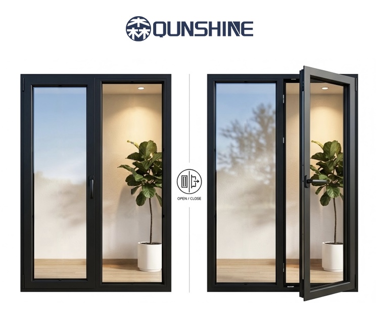 Modern Design Thermal Break Soundproof Double Glass Aluminium Openswing windows for Luxury Residential Villa With Screen Window
