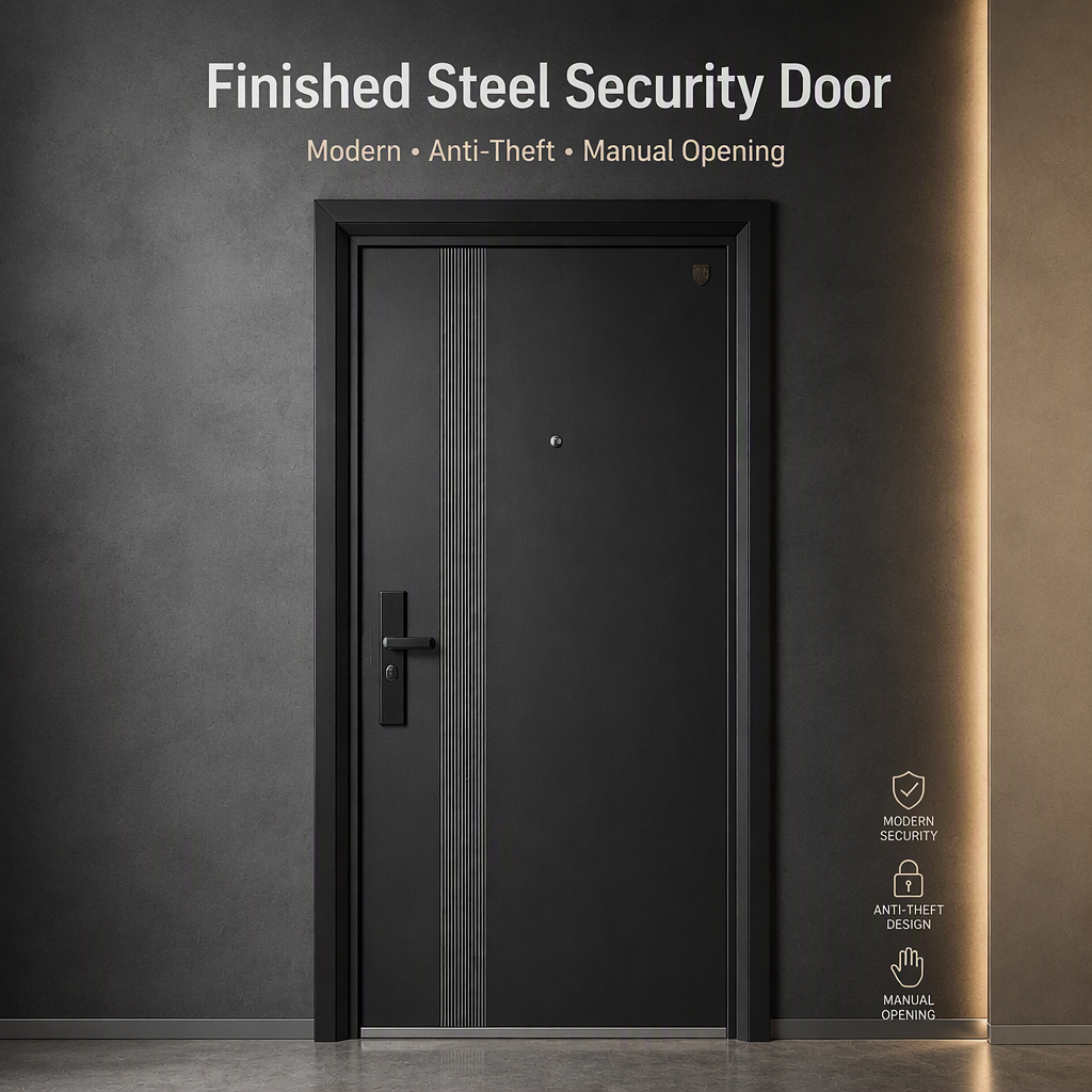 Modern Style Steel Entrance Door Finished Anti-theft Security Door Commercial Apartment Entry Side Opening Exterior Fire Garden
