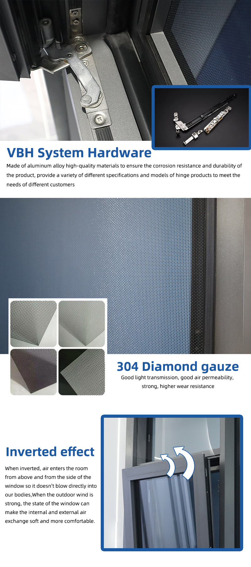 Eloyd Double Glazed Aluminum Tilt and Turn Window with Folding and Germany Hardware 10 Years Warranty Exterior