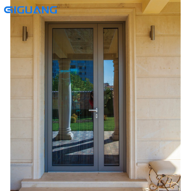 QGUANG NFRC Factory Wholesale Exterior Entry Crittal Door Design Tempered Glass Aluminum French Double Glass Swing Casement Door