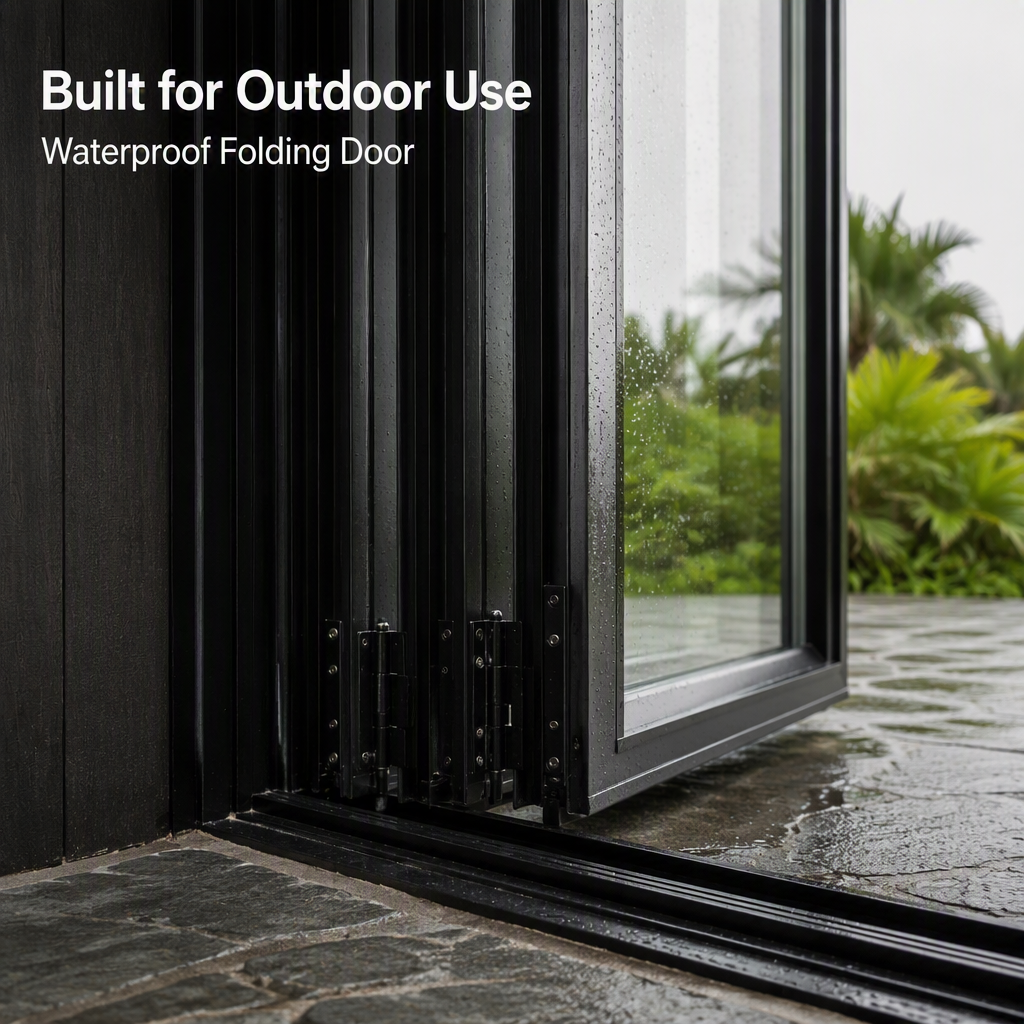 Modern Waterproof Aluminum Alloy Foldable Door with Fiberglass Screen 5 Year Warranty for Bedroom Hotel Villa & Supermarket Use